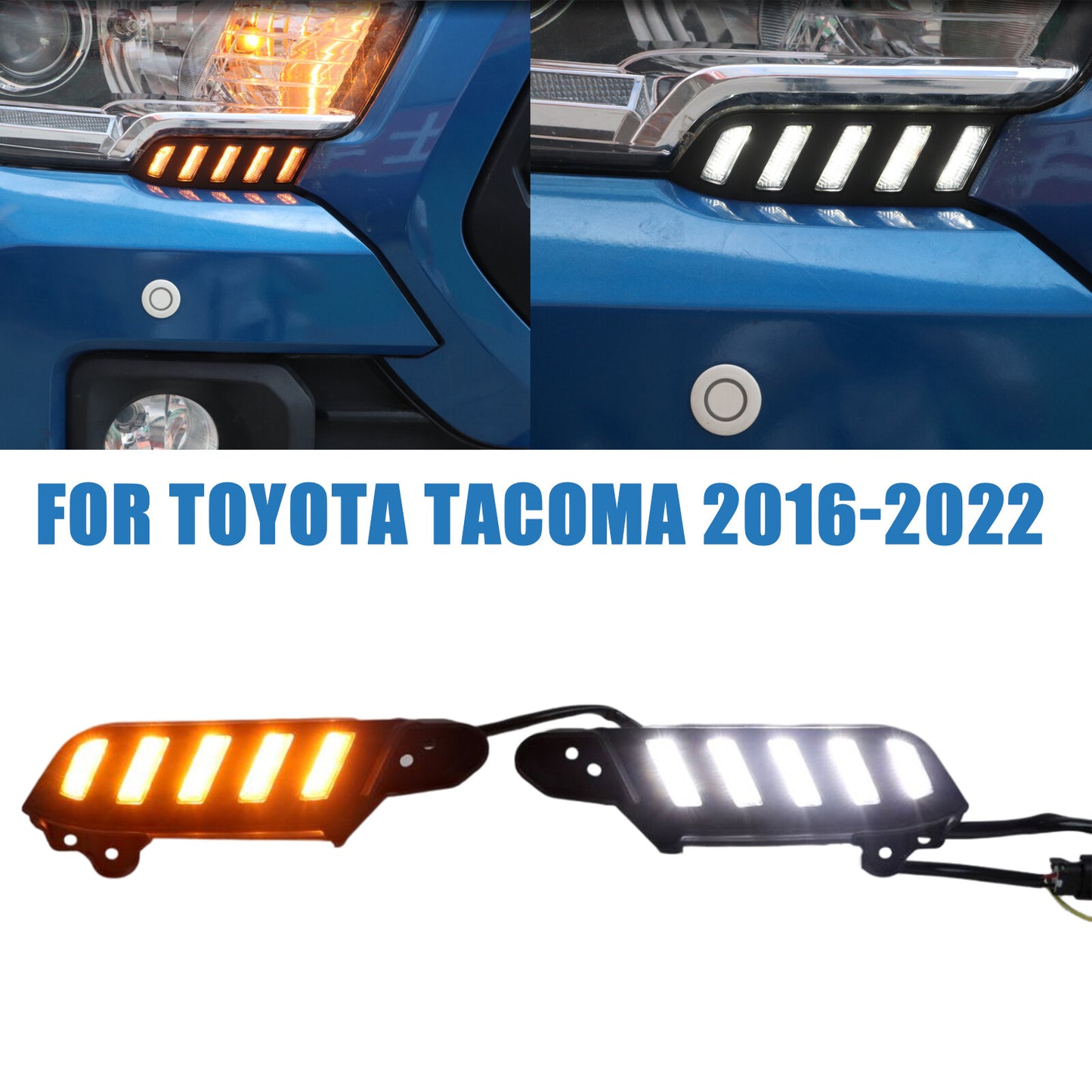 2x DRL Fit for Toyota Tacoma 2016-2022 LED Daytime Running Light Headlight AT