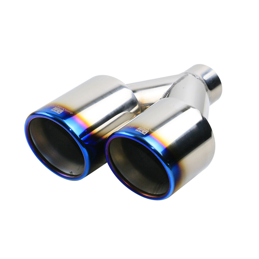 Pair Universal 2'' ID 3.5'' OD Exhaust Tips End Dual Tip Burnt Blue Tip Rolled