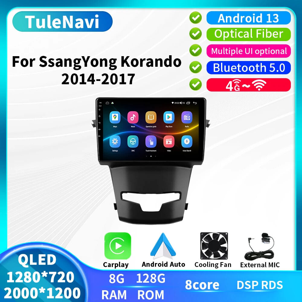 Car Radio CarPlay Screen for SsangYong Korando 3 Actyon 2 2014-2017 GPS Player
