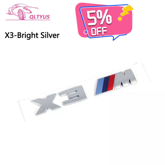 for BMW Silver Trunk Emblem X3 M Small Lettering Decal Badge Set