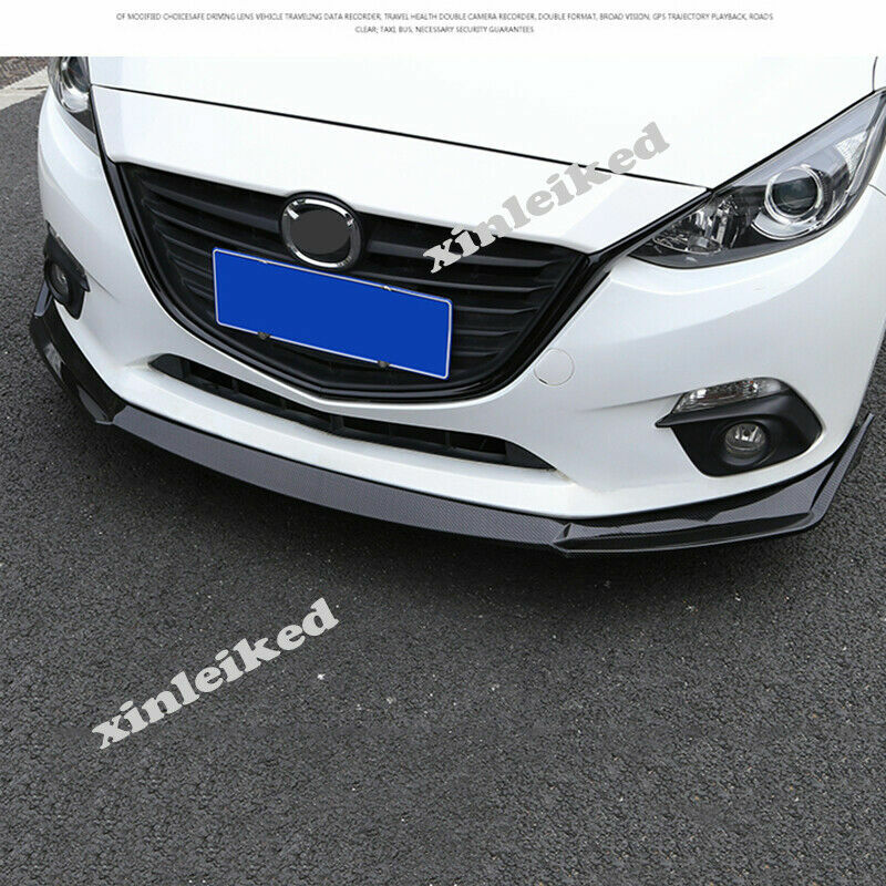 3P Carbon Fiber Front Bumper Lip Spoiler Cover Trim for Mazda 3 Axela 2014-2018