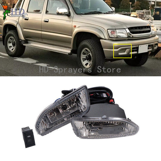 One set of front fog lights + wiring harness and switch suitable for 2002-2005 for Toyota Hilux