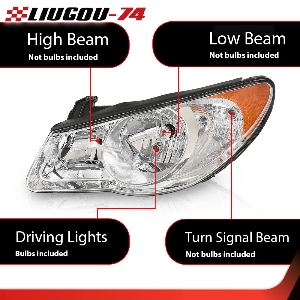 Halogen headlights with bulbs on the left side, suitable for 2007-10 for Elantra Sedan