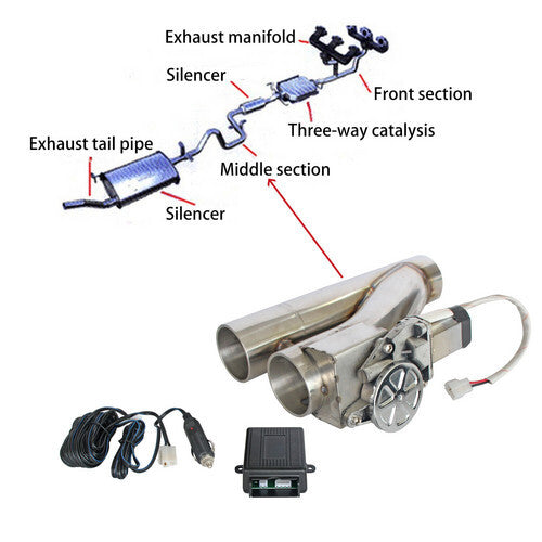 2.5 Electric Exhaust Downpipe Catback Y Pipe Dual Valve Control Remote Kit