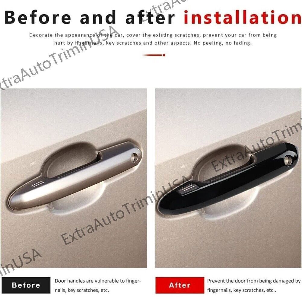 For 20-2024 for Toyota Highlander Bright Black Out Door Handles Cover Moulding Trim