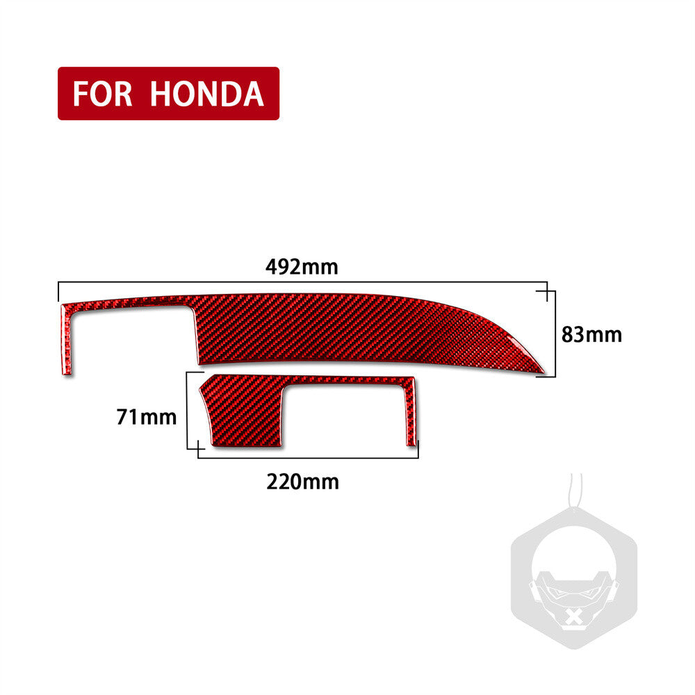 for Honda Accord 2014-17Red Carbon Fiber Center Console Dashboard Panel Trim RHD