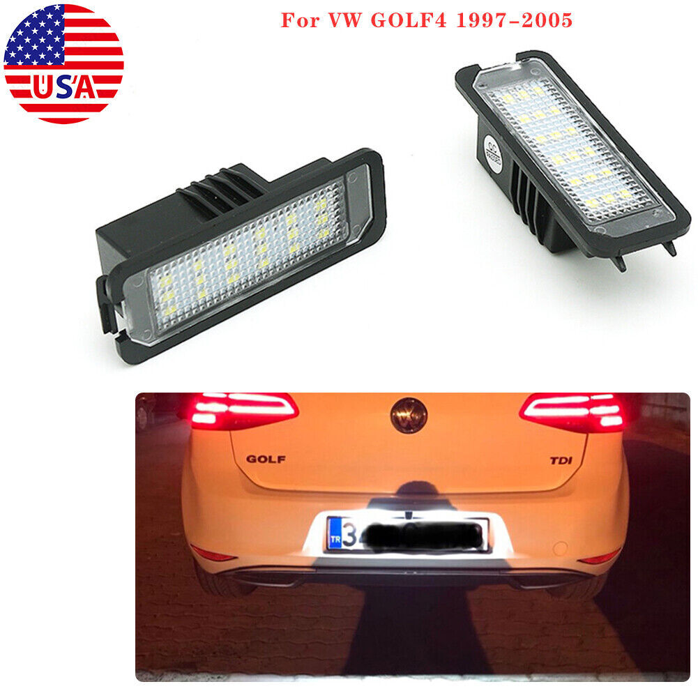 for VW GOLF4 1997-2005 2Pcs Rear Door Led License Plate Number Lights Lamps