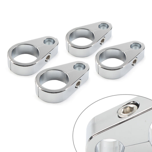 4X Motorcycle Brake Clutch Cable Wire Clamp Clip Chrome Fit for Harley 1 Handlebar