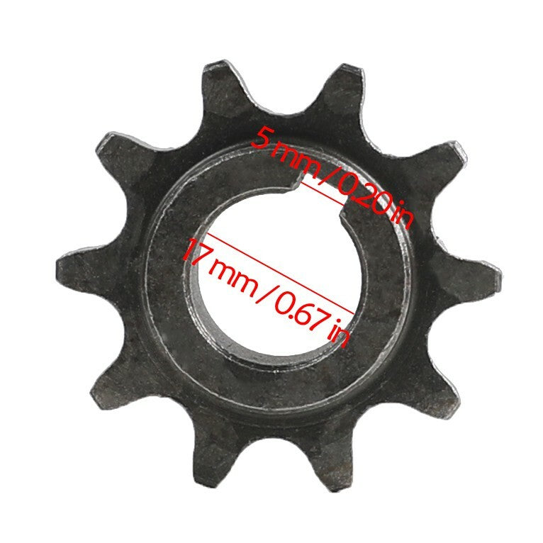 10-tooth 420mm 17mm bore front sprocket suitable for mini bikes, go-karts, all-terrain vehicles, and lawnmowers.
