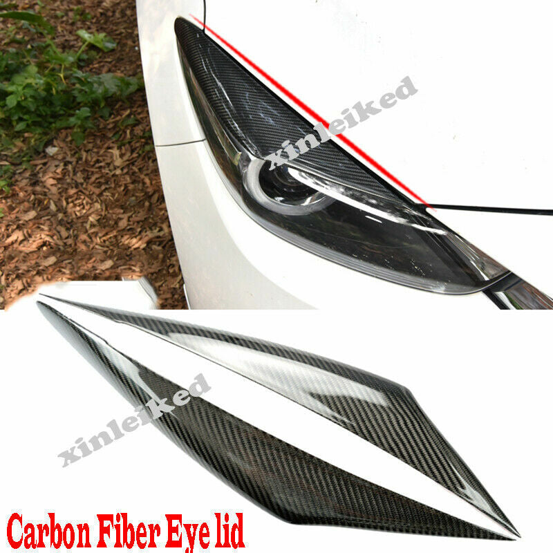 2P for Mazda 3 Axela 2017-2018 Carbon Fiber Headlight Eyebrow Eyelids Cover Trim