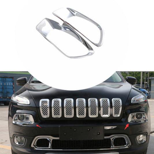 ABS Chrome Front Headlight Lamp Cover Trim For Auto for Jeep Cherokee 2014-2018