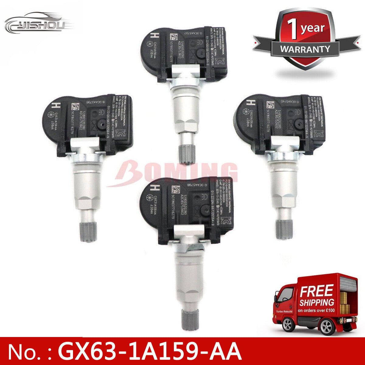 Set of 4 LR070840 Tire Pressure Sensor GX63-1A159-AA for Land Rover Range 433MHz