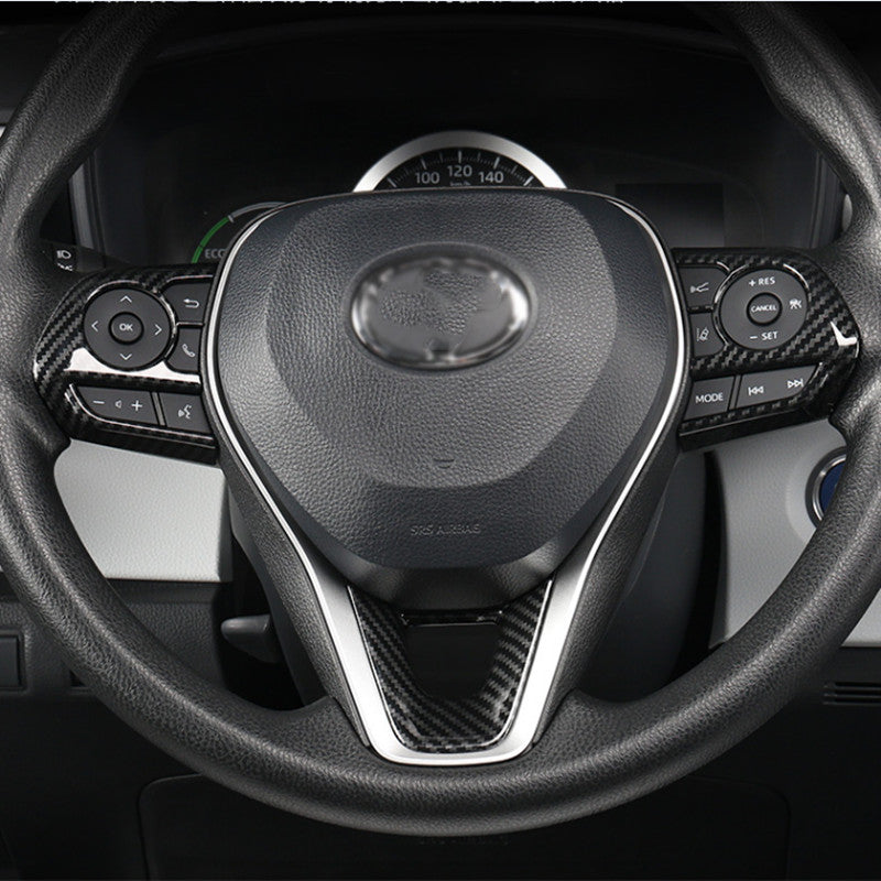 Carbon fiber steering wheel trim frame for Toyota for Corolla 2019-2024 (3 pieces)