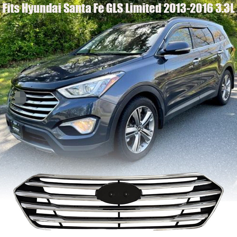 7 for Seat Front Grille Chrome Fits for Hyundai Santa Fe GLS Limited 2013-2016 3.3L