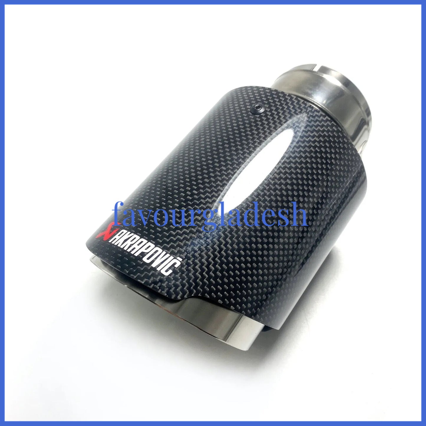 1 X IN 2.5 63MM OUT: 4.5 114MM Akrapovic Glossy Carbon Fiber Pipe Exhaust Tip
