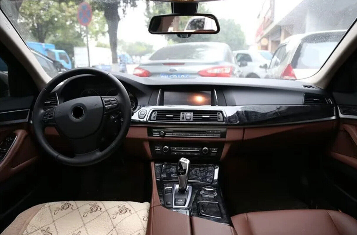 for BMW 5 Series 2011-2016 Black Wood Grain Interior Molding Kit Cover Trim 17P