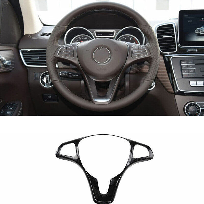 for Benz 2016-2019 GLE GLS Black Wood Grain Interior Cover Steering Wheel Trim
