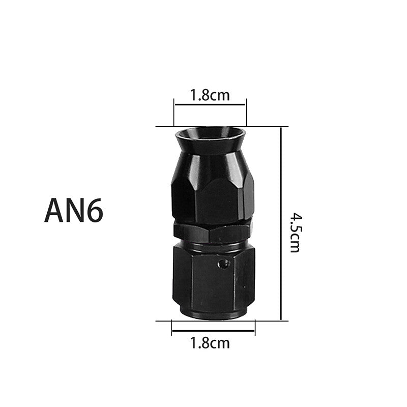 6AN PTFE Hose End Fitting Adapter AN6 Straight for PTFE Hose Line Only Black