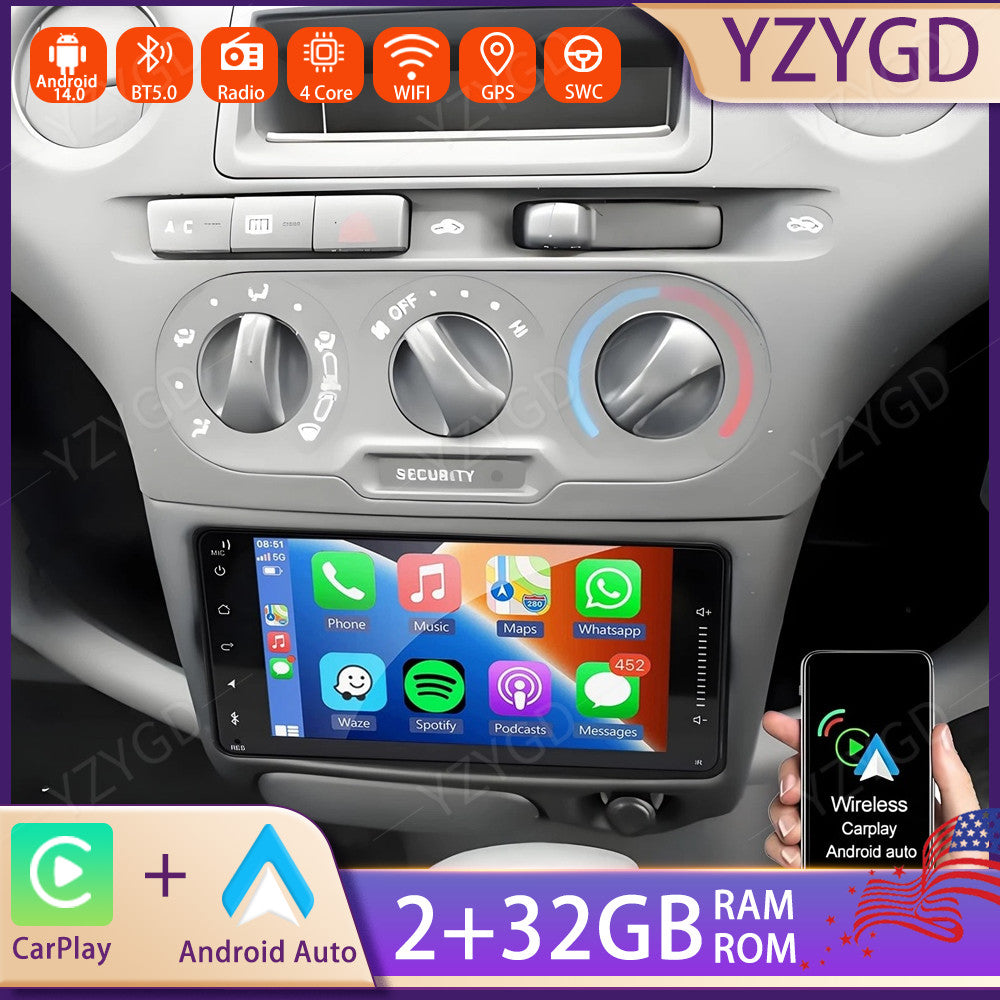 Android 14 Carplay for Toyota Echo 2000-2005 Car Stereo Radio GPS Navi WIFI BT