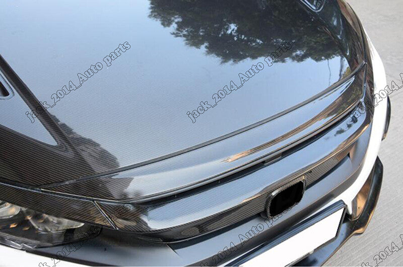 FOR 2016-21 for HONDA for CIVIC Si CARBON FIBER FRONT HOOD BUMPER UPPER TRIM NOSE COVER