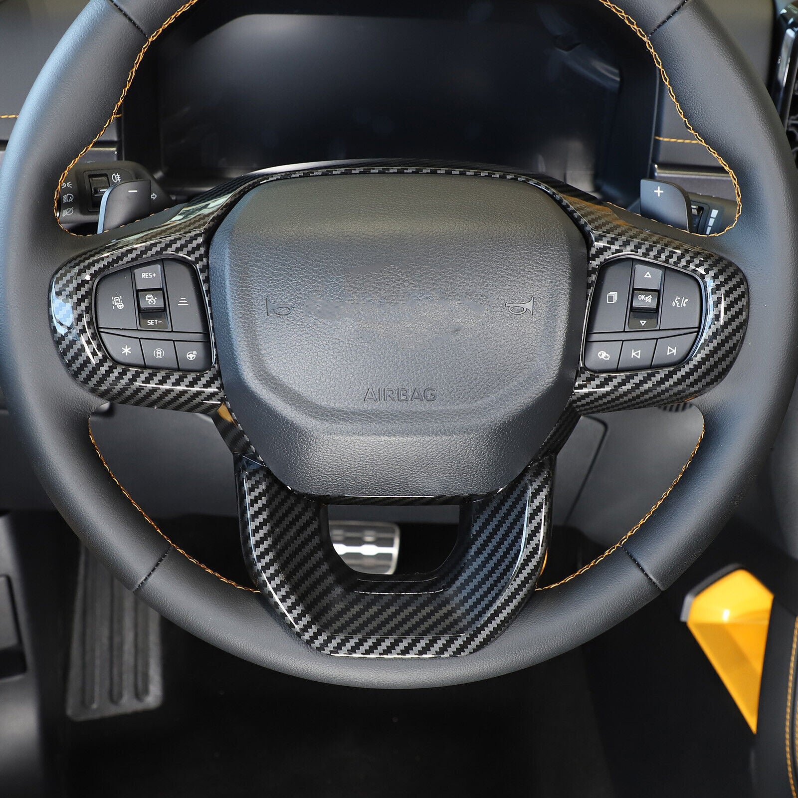 Carbon Optical Steering Wheels Frame Cover Fits for Ford Ranger T9 Built 2023