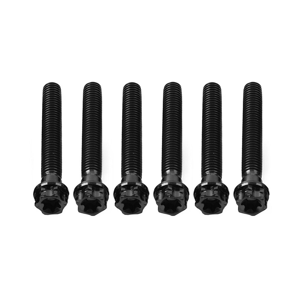 6pcs Bolts Torx Head Flange Screws M6x55mm Black For Motorcycle Bike