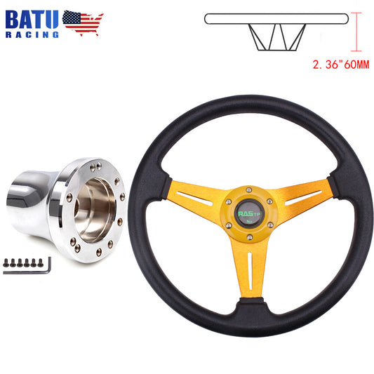 Gold 350mm for Golf Cart Steering Wheel Accessories+Sliver Adapter for EZGO TXT RXV