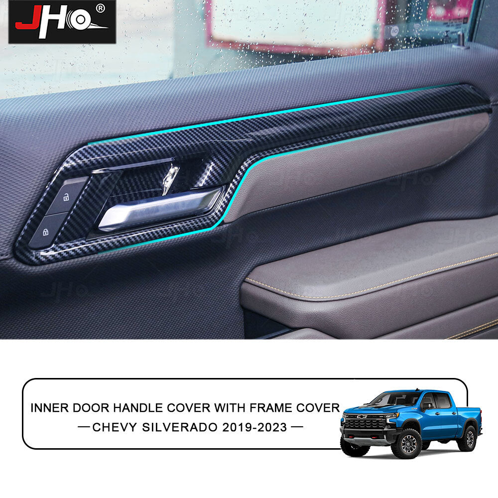 Carbon Fiber Inner Door Handles Panel Trim Cover For Silverado/ for GMC for Sierra 2022+