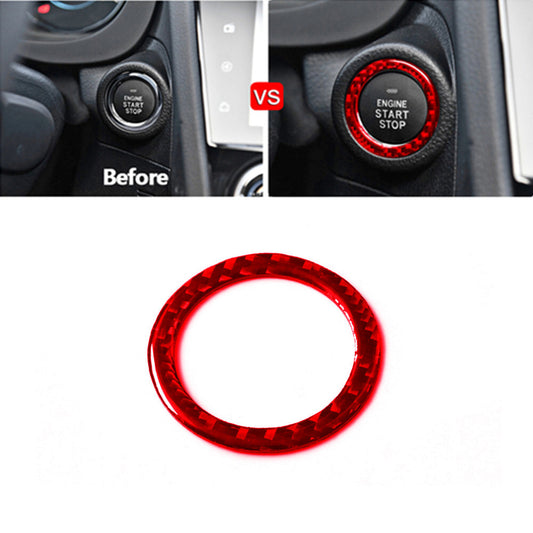 Red Carbon Fiber Ignition Button Ring Cover Trim for Subaru Forester 2013-2018