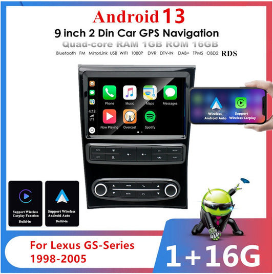 9 for Lexus GS300 GS400 GS430 1998-2005 with Carplay Stereo Radio GPS Navi Wifi