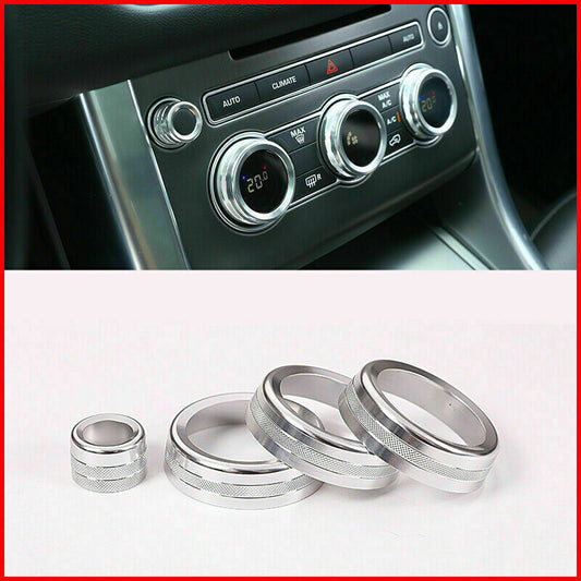 Car Silver AC Volume knob Ring Cover Trim for Land Rover Range Sport 2014-2017