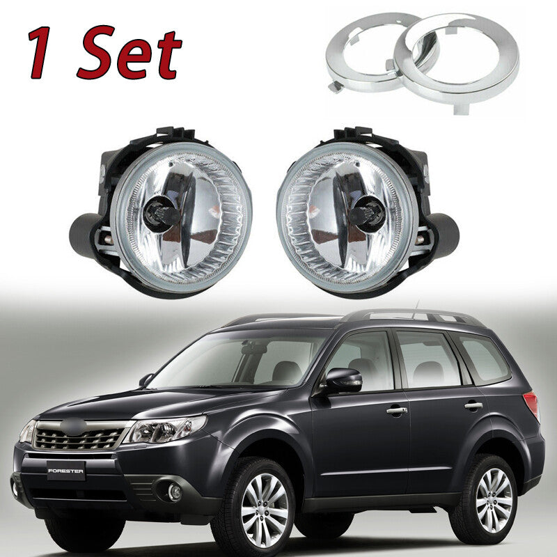 Front Clear Fog Lamp Fog Lamp Cover Trim Set for Subaru Forester 2008-2012