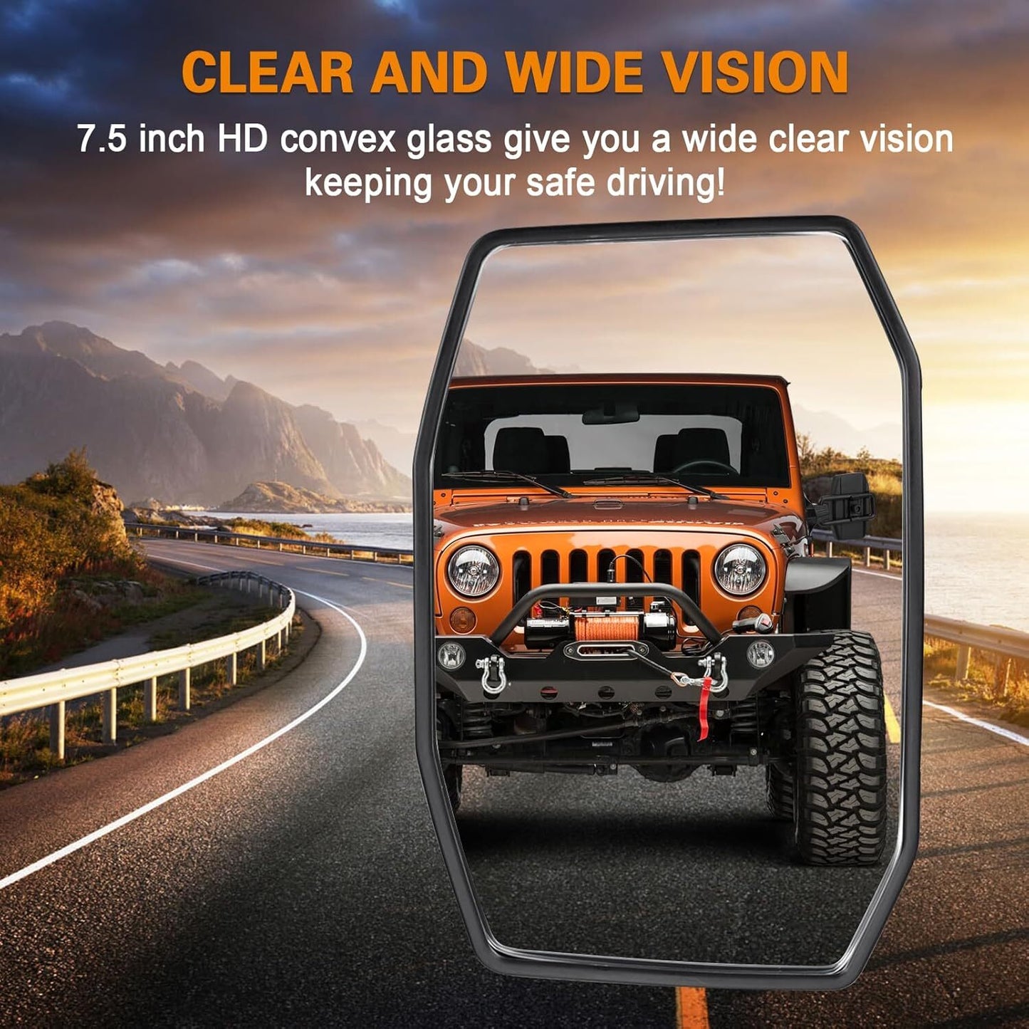 Doors off Mirrors for Jeep for Wrangler TJ JK JKU 1996-2018 Quick Release Side View