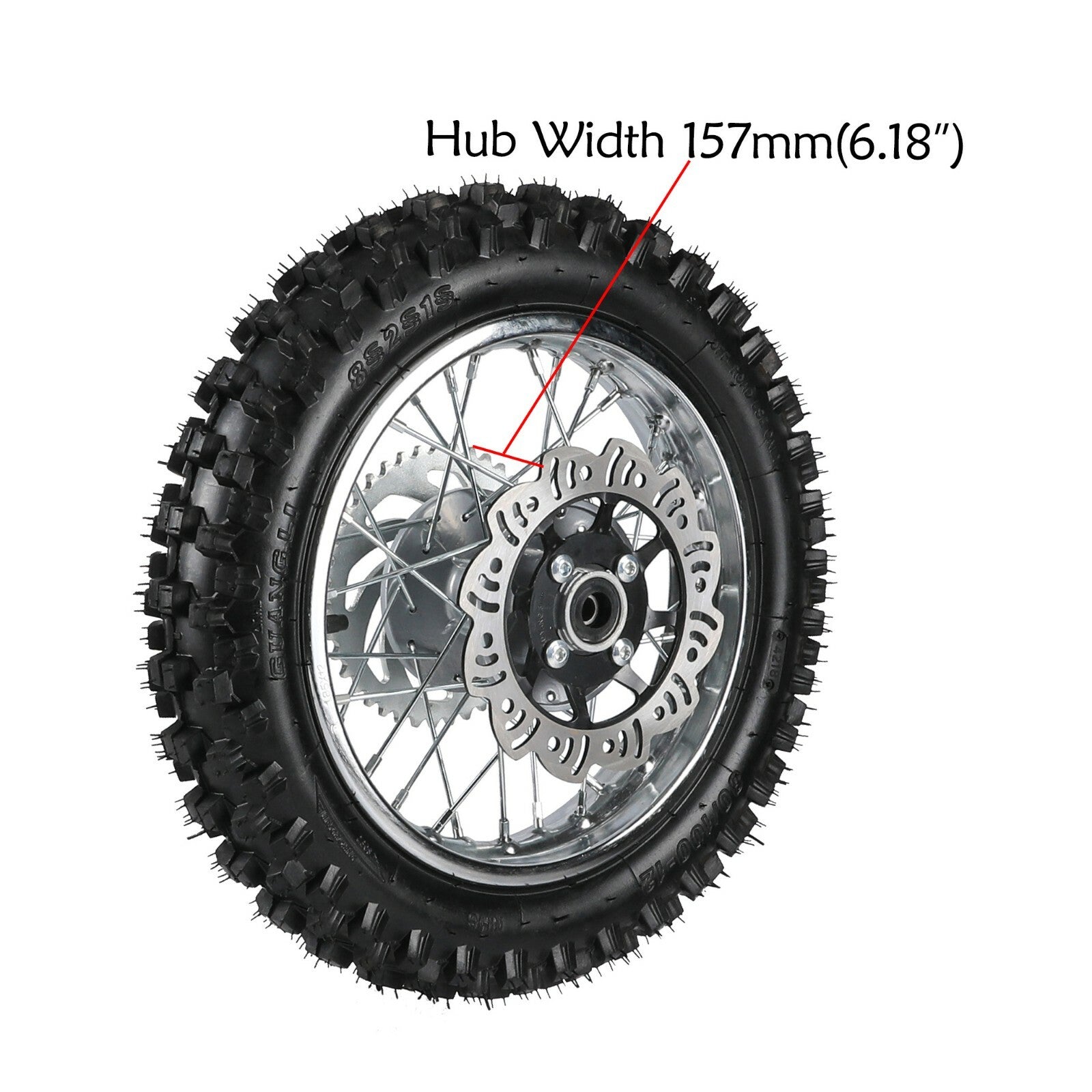 3.00-12 80/100-12 Rear Tire Rim Assembly Pit Bike 12-inch Wheel Kit Cooler SSR 125