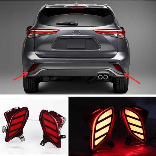 for Toyota Highlander 2020-23 Pair LED Rear Fog Light Tail Bumper brake Lamp 2x