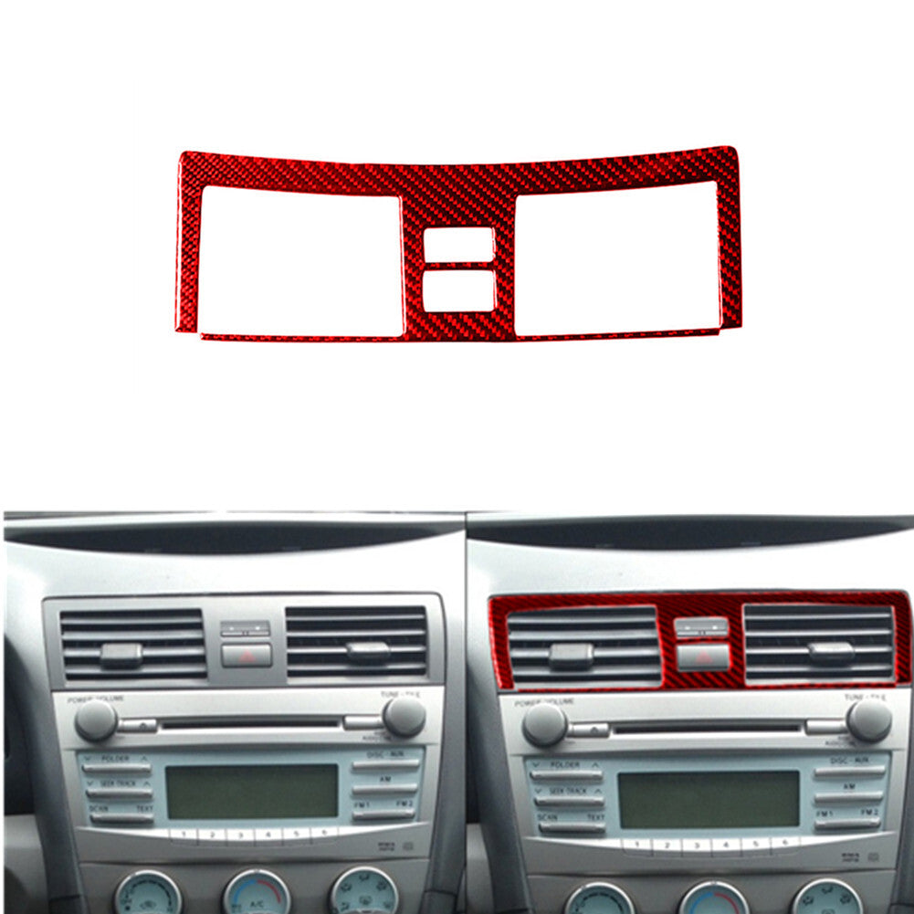 Red Carbon Fiber Center Air Vent Outlet Cover Trim for Toyota for Camry 2007-2011