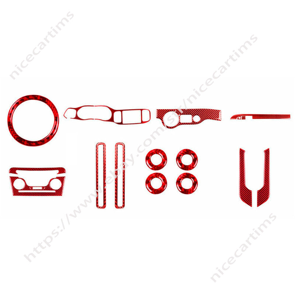 19Pc Red Carbon Fiber Interior Full Set Trim Cover Kit for Dodge Charger 2011-14