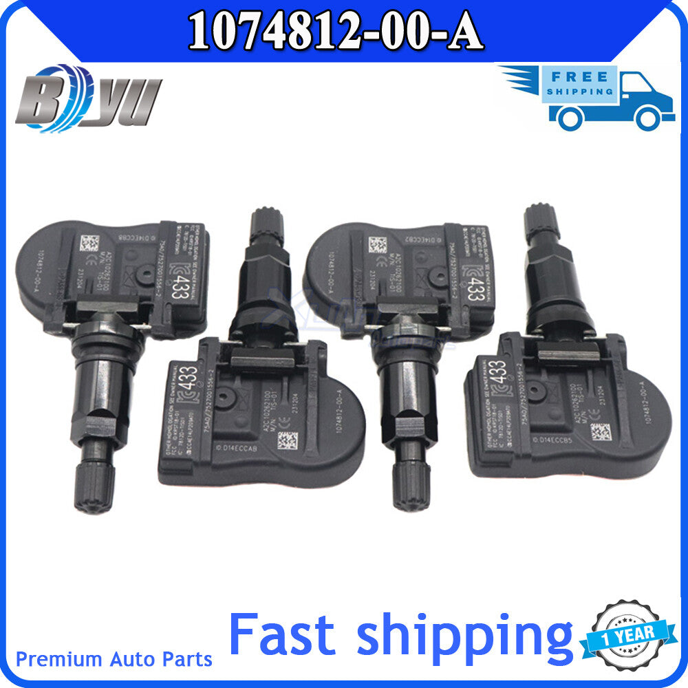 new 1074812-00-A TPMS tire pressure sensor (4 units, 433MHz) for Tesla Model 3 SX