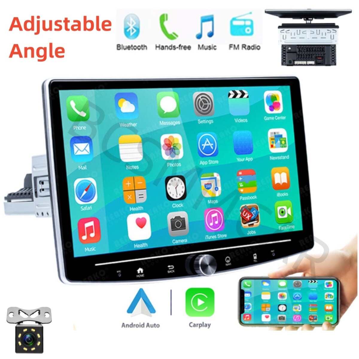 Android Car Player Radio For Apple Carplay 10in 1Din Stereo GPS Touch Screen Cam