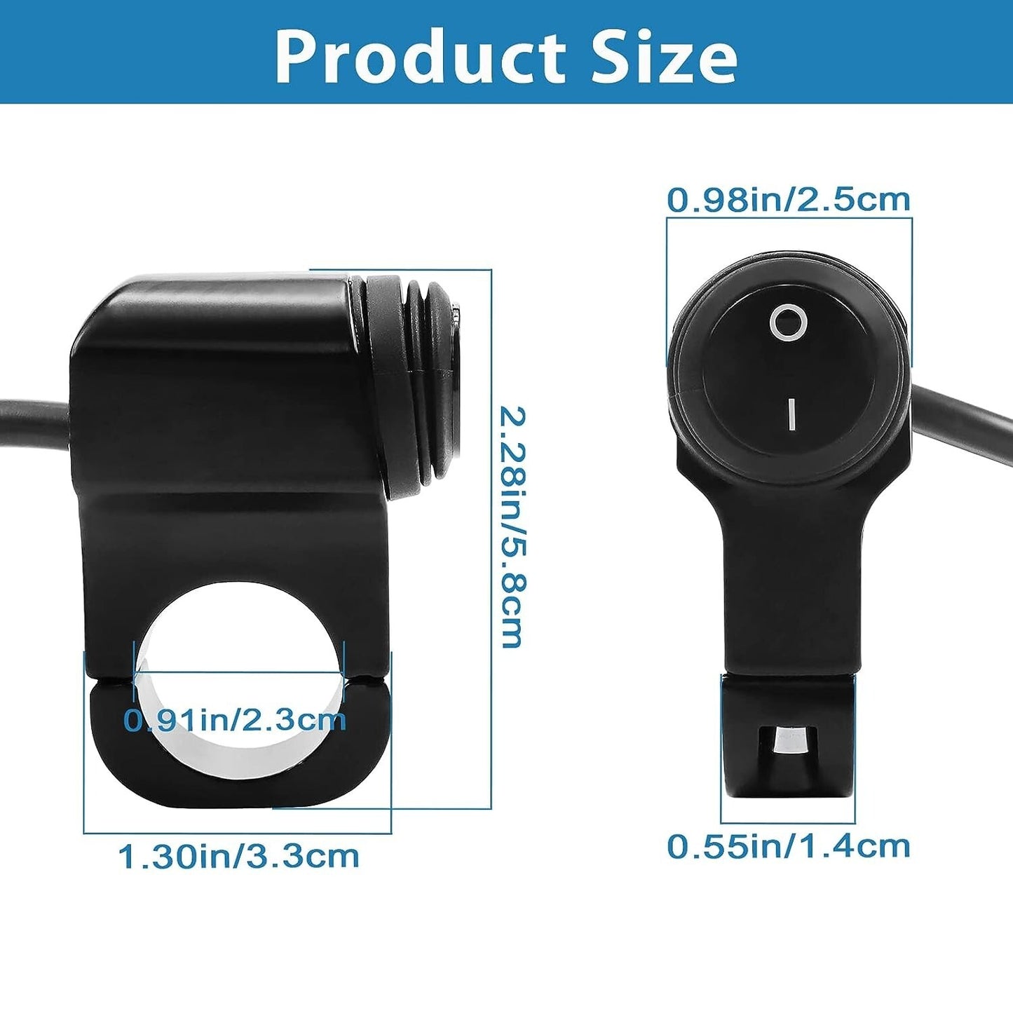 Motorcycle Headlight Switch for Honda for Yamaha for Suzuki 12V Waterproof Switch Black