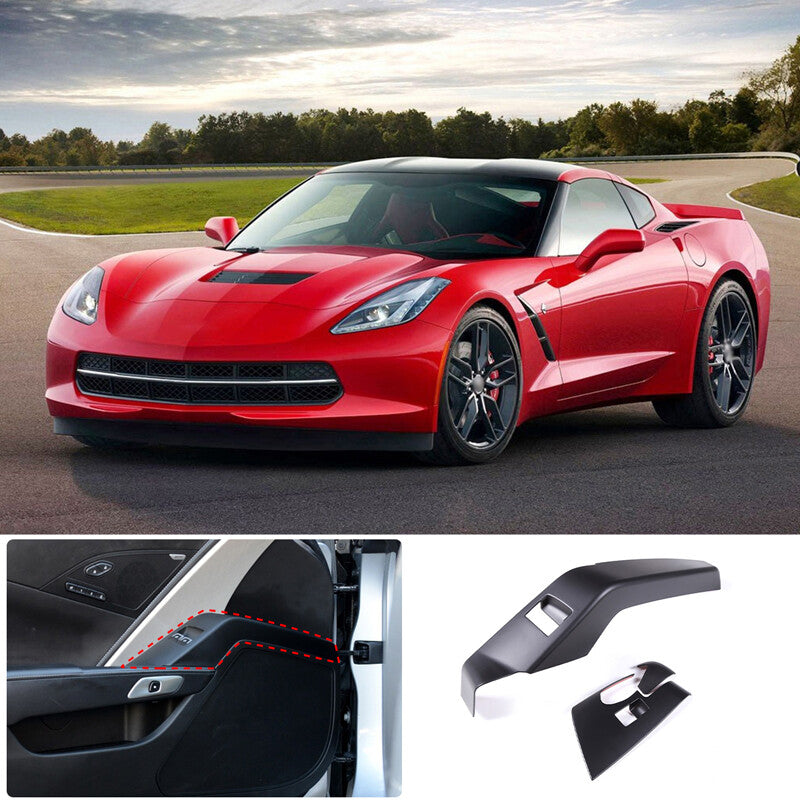 Black cloth center armrest pad cover for Corvette C7 2014-2019