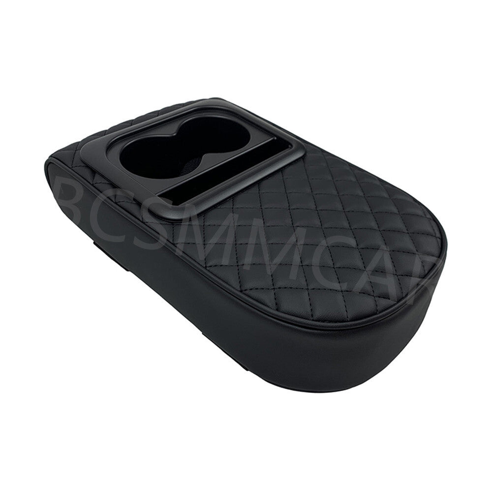 Waterproof Car Armrest Cushion Heightening Pad Elbow Support Mat W/2 Cup Holder