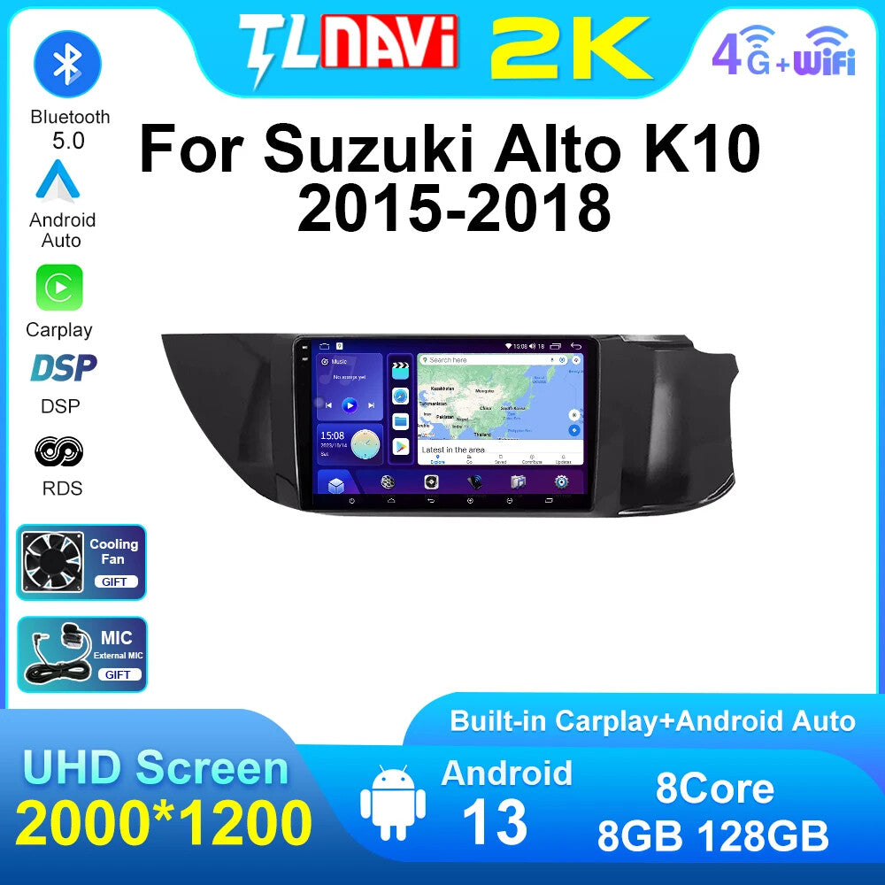 for Suzuki K10 Alto 2015-2018 Car Radio CarPlay Android Multimedia Player GPS