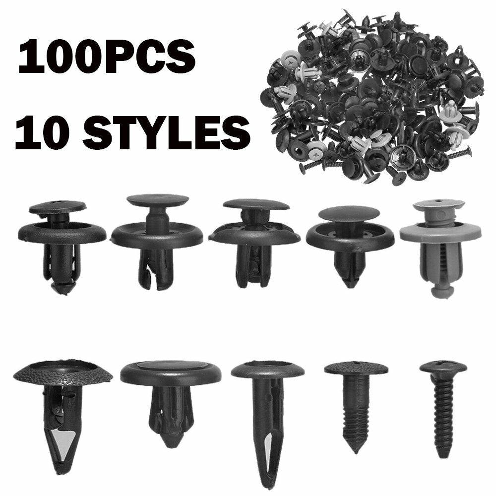 Set of 100 Trunk Screws Rivets Car Bumper Fender For Auto Plastic Fastener Clips