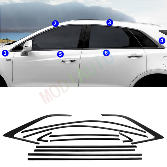 for Cadillac XT5 2017-2023 Black Steel Full Window Molding Frame Strip Trim 12x