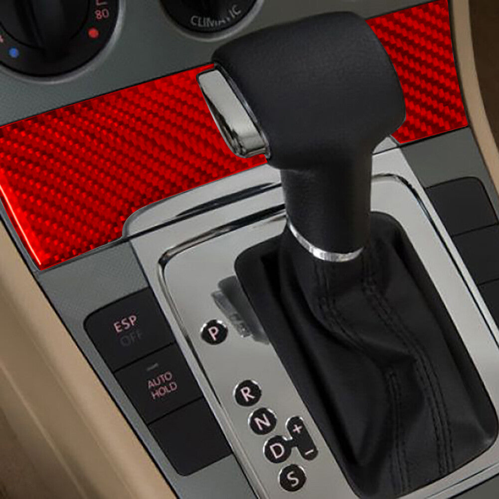 Console Gear Shift Panel Trim Interior Carbon Fiber for VW for Passat 2006-2011 Red