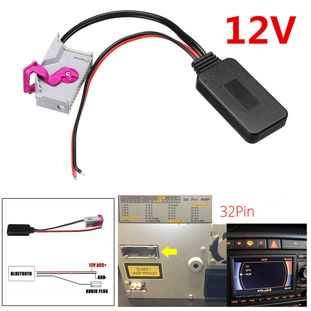 for Audi A3 A4 A6 for A8 TT R8 RNS-E 12V 32 Pin Plastic Bluetooth Adapter Cable