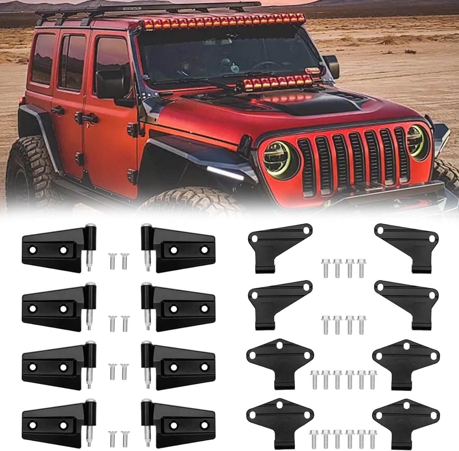 16pcs Body Door Hinge Replacement Set Powder Coat FOR 2007-2018 for Jeep for Wrangler JK