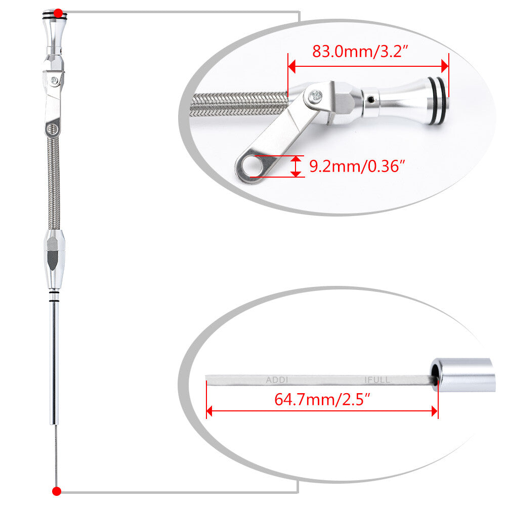 Small Block for Chevy Chrome Flexible Oil Dipstick PASSENGER Side 305 350 1980-1995