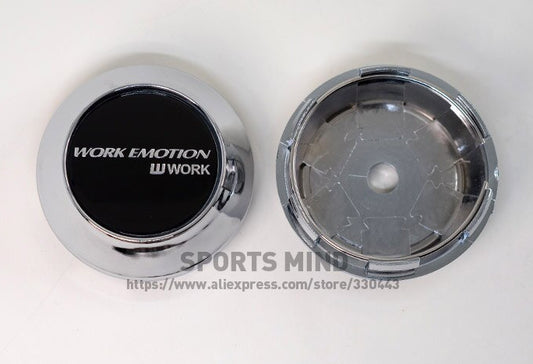 4x69mm hubcaps, rim caps, badge decals, work mood, black, silver, TE37